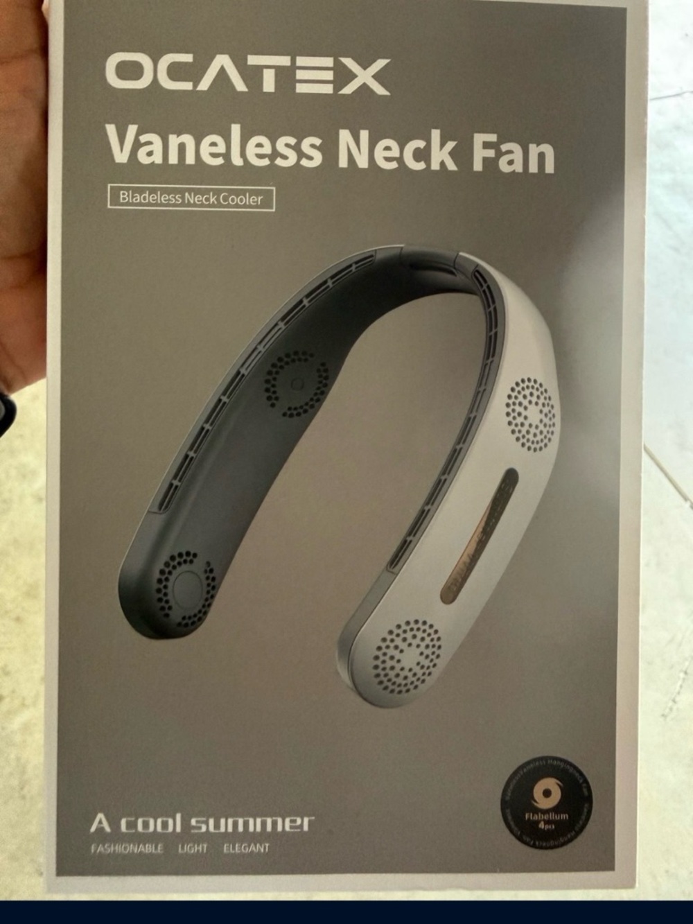 Vaneless Neck Fan - Gray and Black Bladeless Neck Cooler